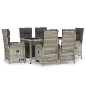 vidaXL Set da Pranzo da Giardino 7 pz con Cuscini in Polyrattan Grigio