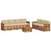 vidaXL Set divani 8 pcs Naturale e Beige Legno di Acacia Massello