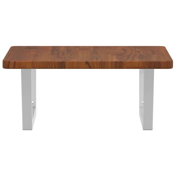 vidaXL Ripiano a Parete per Lavabo in Acciaio e Massello di Rovere