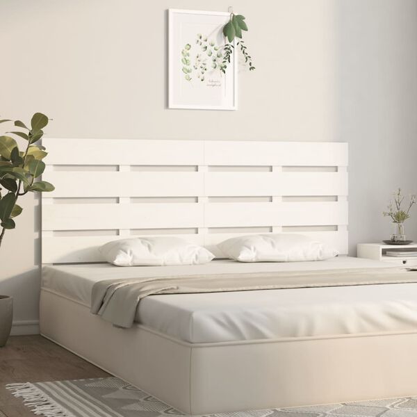 vidaXL Testiera per Letto Bianca 140x3x80 cm in Legno Massello di Pino
