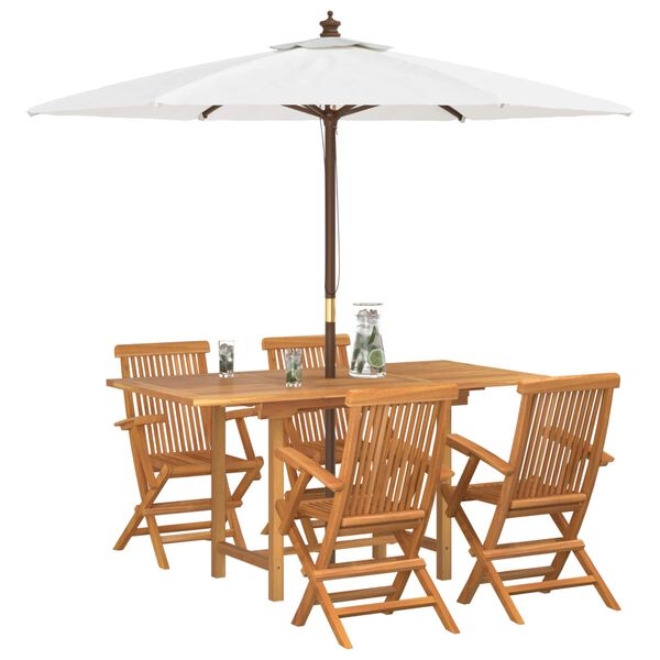vidaXL Set da Pranzo per Giardino 5 pcs Marrone Legno di teak solido