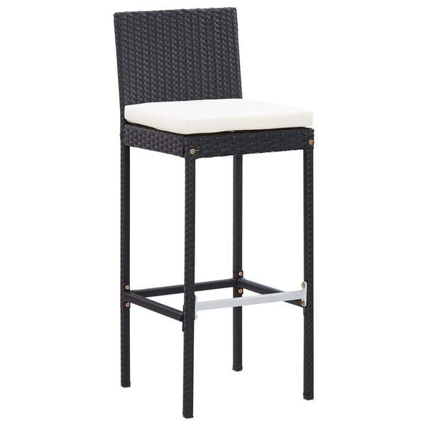vidaXL Set da Bar da Giardino 7 pz con Cuscini in Polyrattan Nero