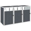 vidaXL Copri Bidone Rifiuti Triplo Grigio 213x81x121 cm in Acciaio