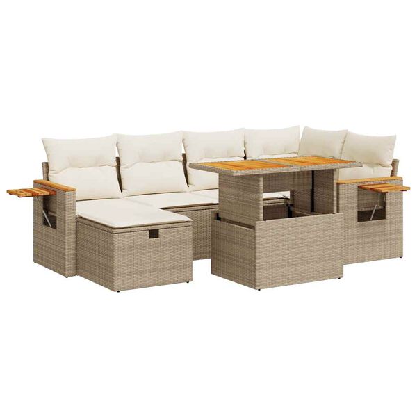 vidaXL Set Divano da Giardino 8 pz con Cuscini Beige in Polyrattan