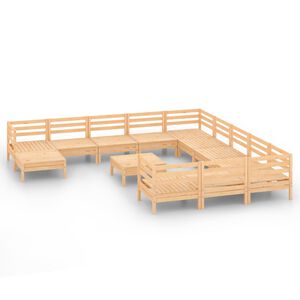 vidaXL Set Salotto da Giardino 13 pz in Legno Massello di Pino