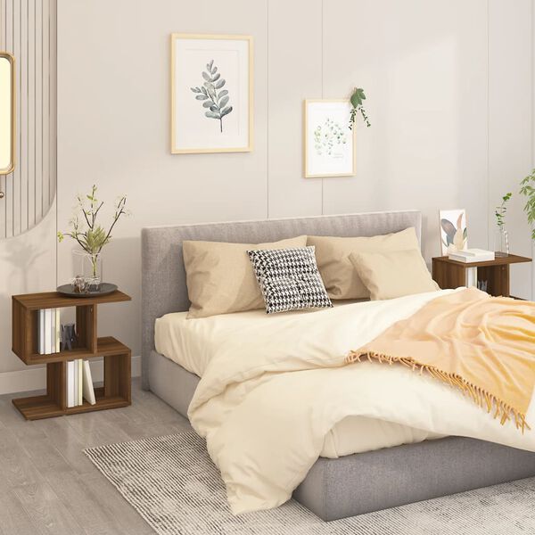vidaXL Comodini Rovere Marrone 2 pz 50x30x51,5 cm in Legno Multistrato