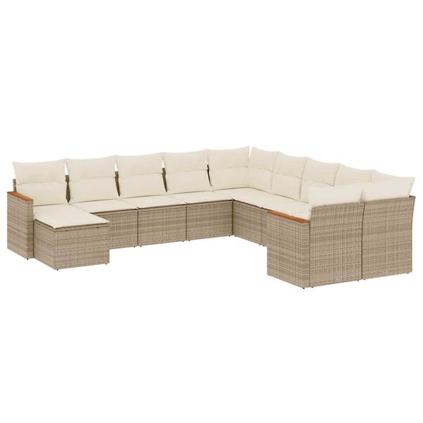 vidaXL Set Divani da Giardino 11 pz con Cuscini Beige in Polyrattan