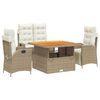 vidaXL Set da Pranzo da Giardino 4 pz con Cuscini Beige in Polyrattan