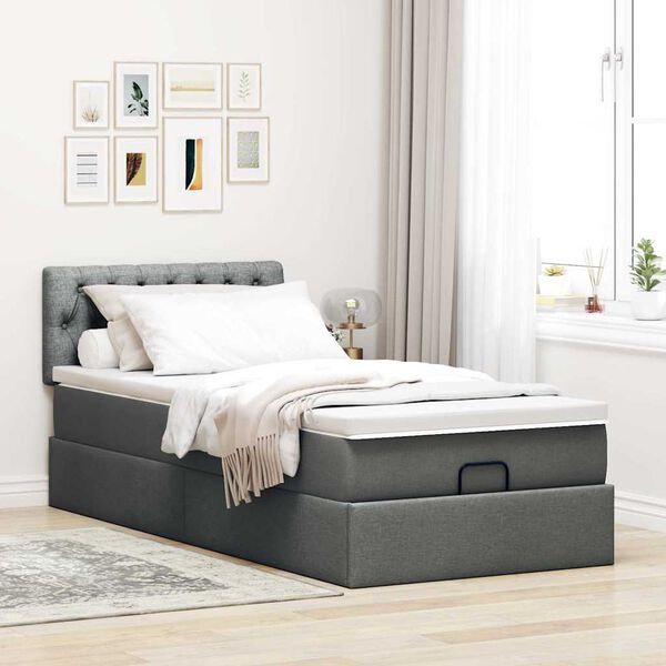 vidaXL Struttura Letto Pouf con Materasso 100x200 cm in Tessuto