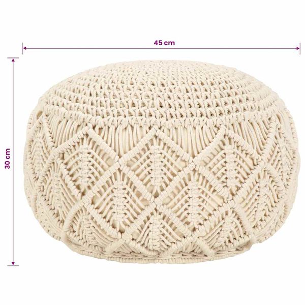 vidaXL Pouf Lavorato a Mano in Macram&eacute; 45x30 cm in Cotone