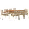 vidaXL Set da Pranzo da Giardino 9 pz con Cuscini Beige in Polyrattan