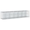 vidaXL Letto rialzato in gabbione 2 pz 260 x 60 x 55 cm Argento