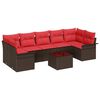 vidaXL Set Divano da Giardino 8 pz Beige e Rosso polyrattan