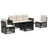 vidaXL Set Divano da Giardino 6 pz Nero e Bianco Crema polyrattan