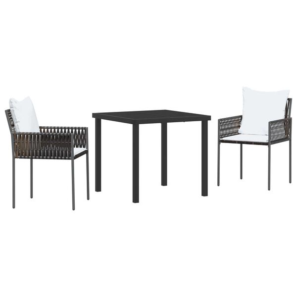 vidaXL Set da Pranzo per Giardino 3 pcs Marrone e Nero Rattan in PE
