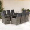 vidaXL Set Bistr&ograve; da Giardino 9 pz con Cuscini in Polyrattan Grigio