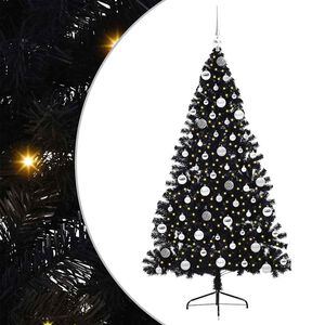 vidaXL Albero di Natale artificiale con luci integrate Nero 180 cm PVC