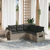 vidaXL Set Divano da Giardino 5pz con Cuscini Grigio Chiaro Polyrattan