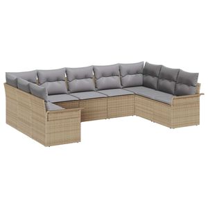 vidaXL Set Divano da Giardino con cuscino Beige polyrattan