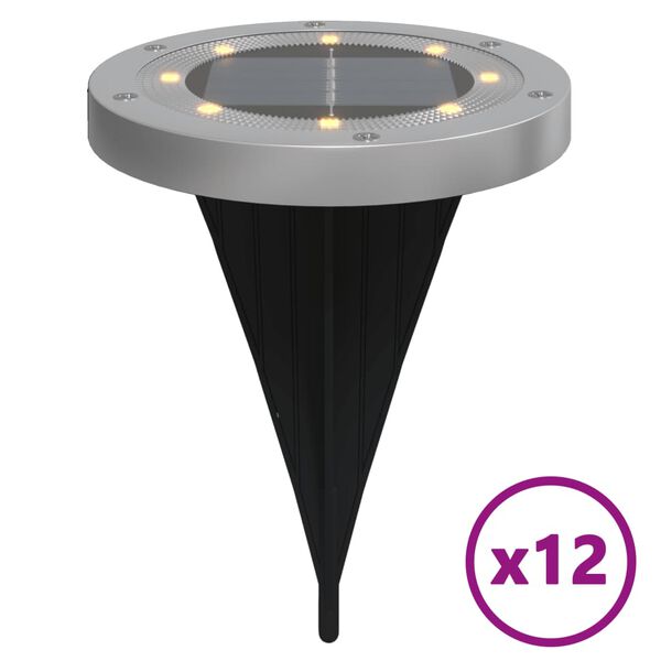 vidaXL Luci Solari da Terra con Picchetti da Esterno 12pz Bianco Caldo
