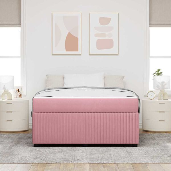 vidaXL Struttura del letto con materasso Rosa 160 x 200 cm Tessuto