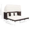 vidaXL Divano Letto a 3 Posti Estendibile con Tetto Polyrattan Marrone