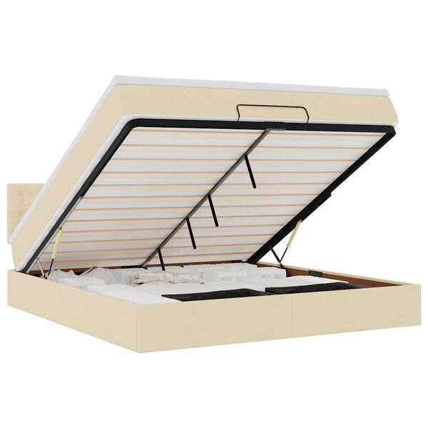 vidaXL Struttura Letto Pouf con Materasso Crema 180x200 cm in Tessuto