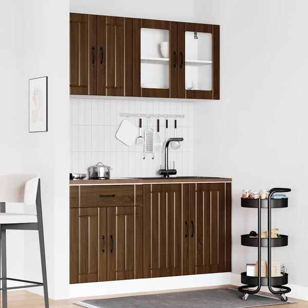 vidaXL Set Mobili da Cucina 4 pz Lucca Rovere Marrone in Truciolato