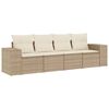 vidaXL Set Divano da Giardino 4 pz con Cuscini Beige in Polyrattan