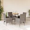 vidaXL Set Pranzo Giardino 5 pz con Cuscini Grigio Polyrattan Acacia