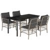 vidaXL Set Pranzo da Giardino 5pz con Cuscini Grigio Chiaro Polyrattan
