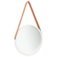 vidaXL Specchio da Parete con Cinghia 40 cm Bianco