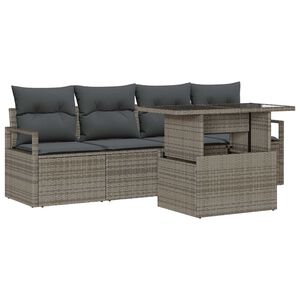 vidaXL Set Divano da Giardino 5 pcs Grigio Poly Rattan
