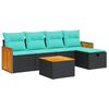 vidaXL Set Divano da Giardino 6 pz con Cuscini Nero in Polyrattan