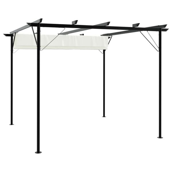 vidaXL Pergola da Giardino Tetto Retrattile Bianco Crema 3x3 m Acciaio