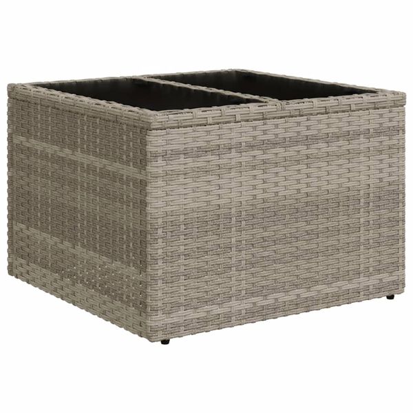 vidaXL Tavolo Giardino Piano Vetro Grigio Chiaro 55x55x37cm Polyrattan