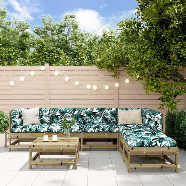 vidaXL Set Divani da Giardino 7pz con Cuscini Legno Impregnato di Pino