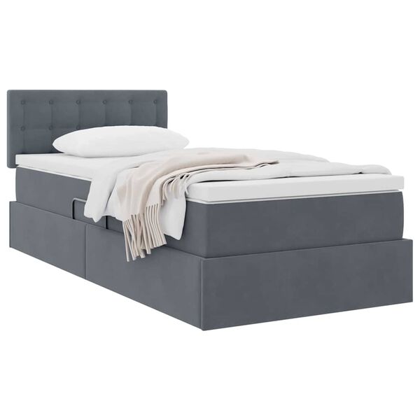 vidaXL Letto con Contenitore Grigio scuro 90 x 190 cm Velluto