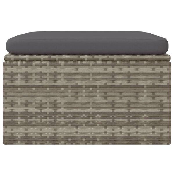 vidaXL Poggiapiedi Giardino con Cuscino Grigio 55x55x30 cm Polyrattan