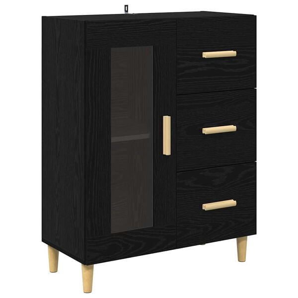 vidaXL Credenza Rovere Nero 69,5 x 34 x 90 cm Legno multistrato