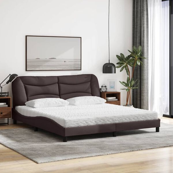 vidaXL Letto con Materasso Hvar Marrone Scuro 180x200cm Tessuto
