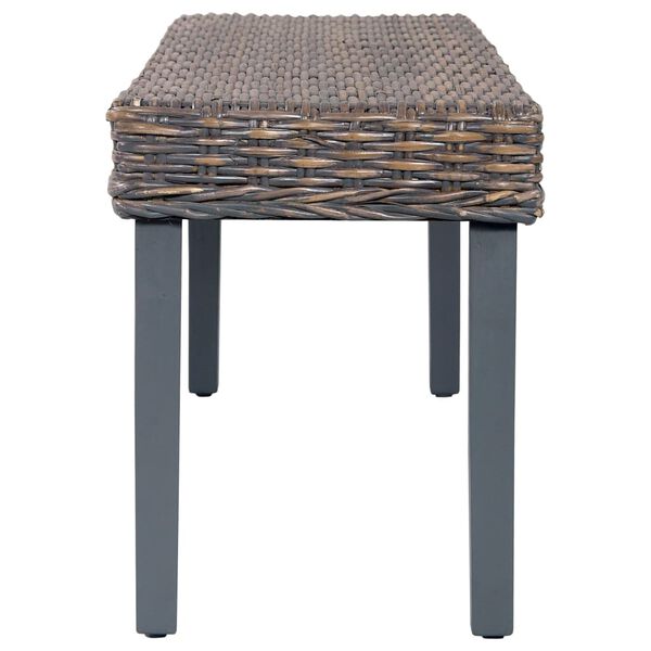 vidaXL Panca 110 cm Grigia in Rattan Naturale Kubu e Massello di Mogano