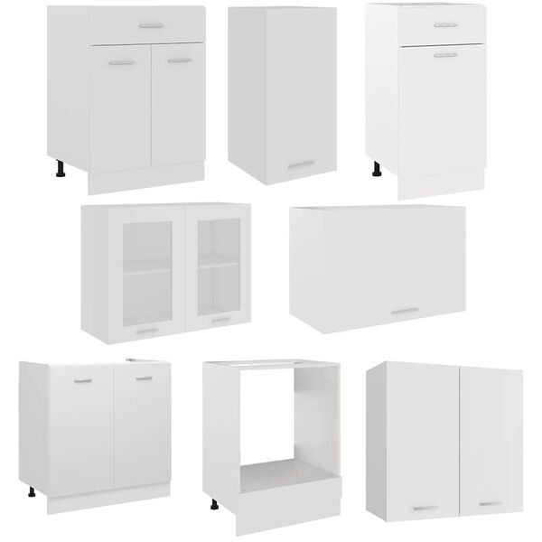 vidaXL Set Armadi da Cucina 8 pz Lyon Bianco in Legno Multistrato