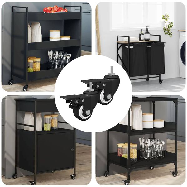 vidaXL Ruote 2 pcs Nero M6 x 37 mm Ferro e nylon