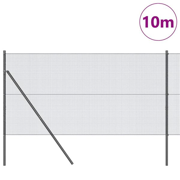vidaXL Palo della recinzione Grigio 10 x 1 m (rete 16 x 16 mm) Acciaio