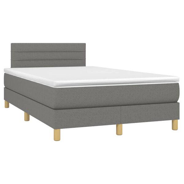 vidaXL Letto a Molle Materasso e LED Grigio Scuro 120x190cm in Tessuto