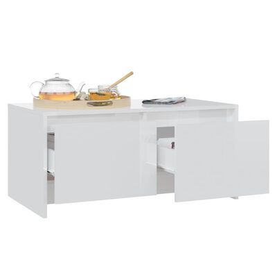 vidaXL Tavolino da Salotto Bianco Lucido 90x50x41,5 cm in Truciolato