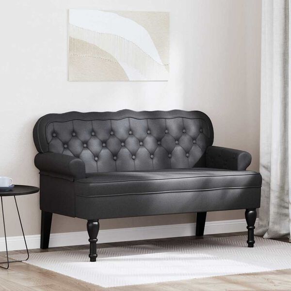 vidaXL Panca Chesterfield Nero 119.5 x 64.5 x 75 cm Pelle Sintetica
