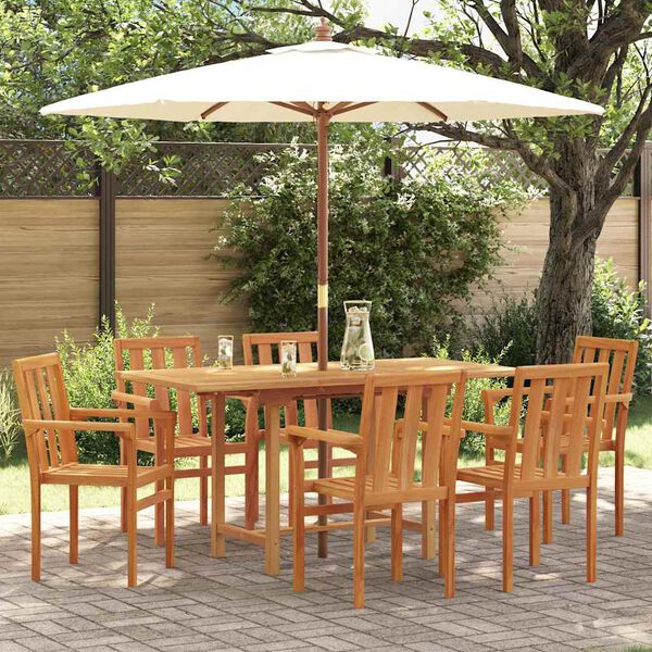 vidaXL Set da Pranzo per Giardino 7 pcs Marrone Legno di teak solido