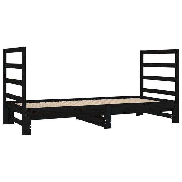 vidaXL Dormeuse Estraibile Nera 2x(90x190) cm Legno Massello di Pino